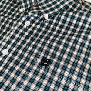 Cinch Western Shirt Men's Medium Green/Orange Plaid Cowboy Western Rodeo